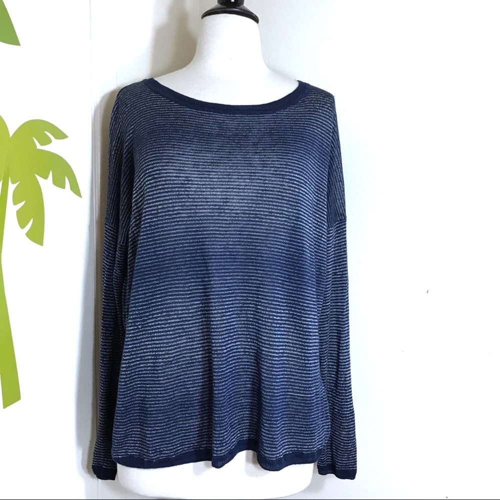 Vince Blue Sheer Ombré Long Sleeve Top Sz Small